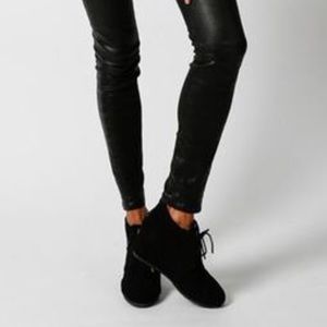 TOMS desert wedge bootie, black suede